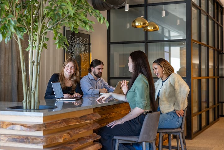 group of young adults studying