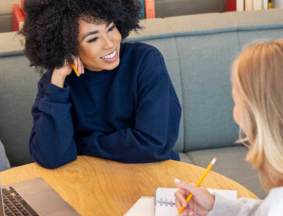 young women studying